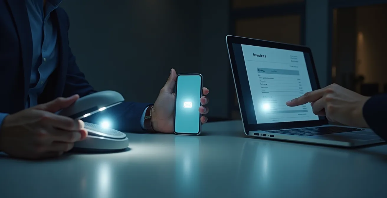 Comparaison visuelle entre scanner de bureau, smartphone et email pour la numérisation comptable.