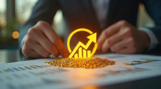 Une image symbolique représentant la comptabilité comme une mine d'or cachée révélant la croissance d'une entreprise dynamique.