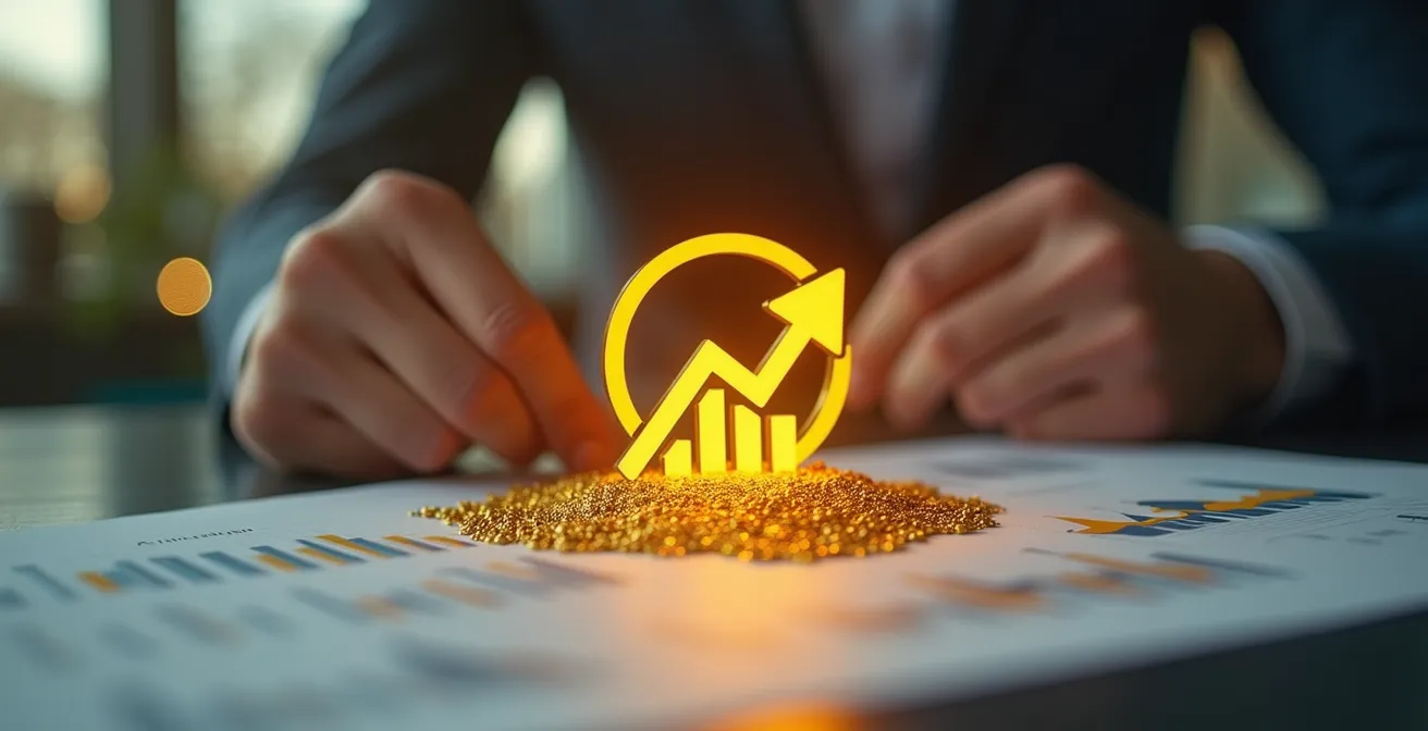 Une image symbolique représentant la comptabilité comme une mine d'or cachée révélant la croissance d'une entreprise dynamique.
