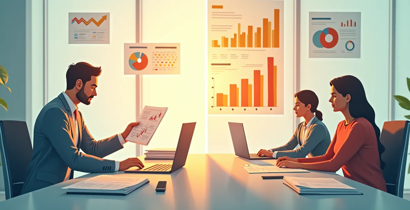 Graphique symbolisant les défis de trésorerie, BFR et croissance d'une PME.