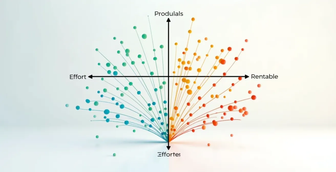 Visualisation graphique d'une matrice classant des produits selon leur rentabilité et leur effort commercial ou opérationnel