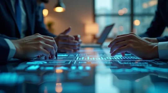 Illustration symbolique montrant la connexion entre vision stratégique et logiciels de gestion comptable