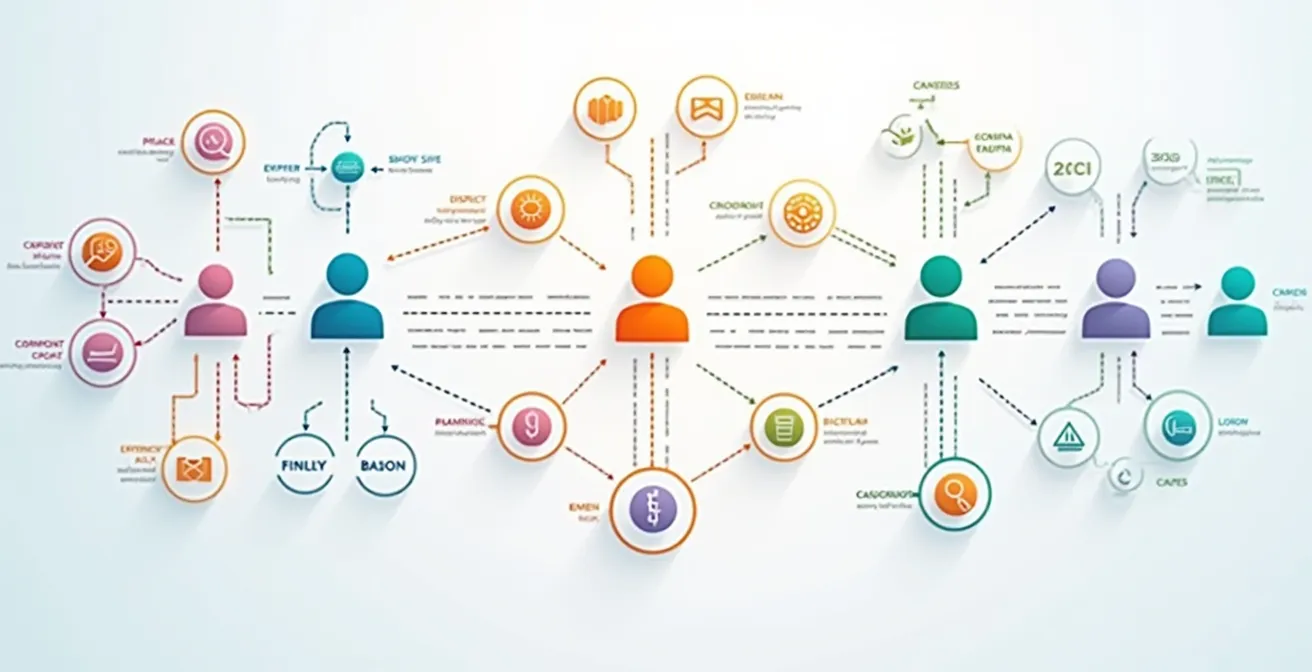 Schéma visuel montrant des groupes de clients segmentés non par profil mais par leurs besoins réels, avec des icônes représentant différents objectifs ou usages.