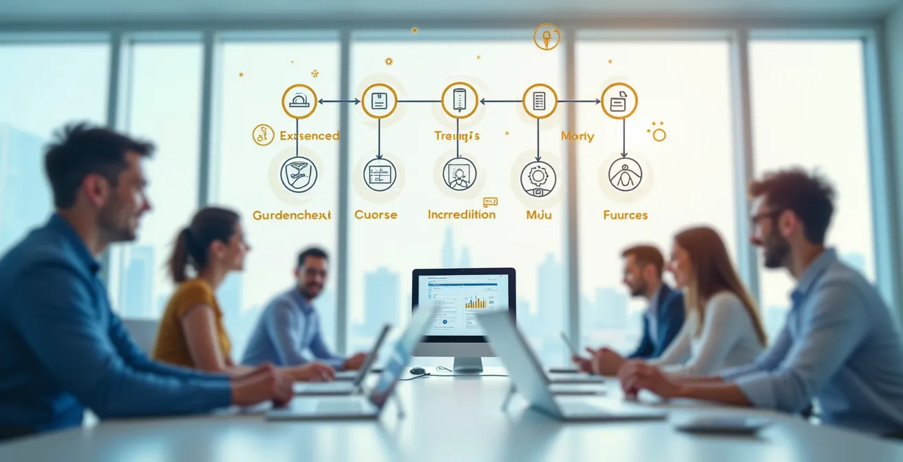 Représentation visuelle d’une transformation numérique fluide avec un planning clair et des étapes organisées
