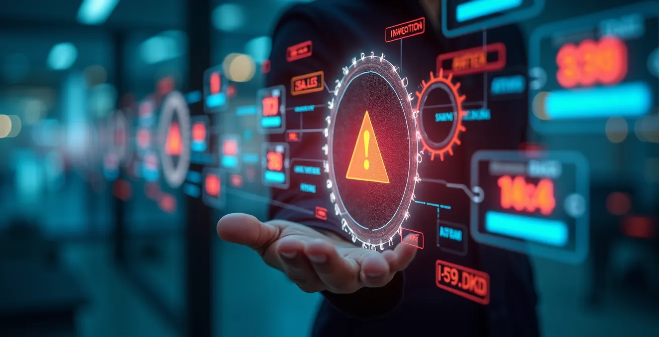 Illustration représentant un workflow CRM automatisé liant la gestion des ventes à la comptabilité, avec alertes et calculs automatiques