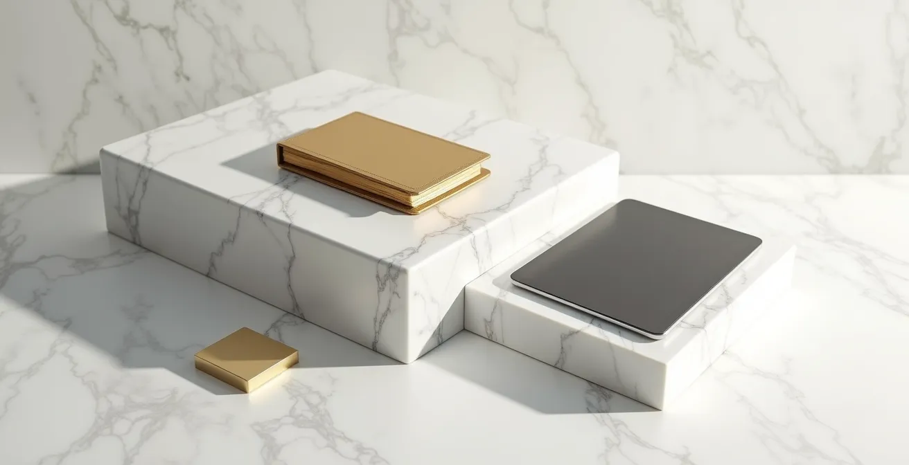 Composition visuelle moderne montrant trois styles de services bancaires pour professionnels