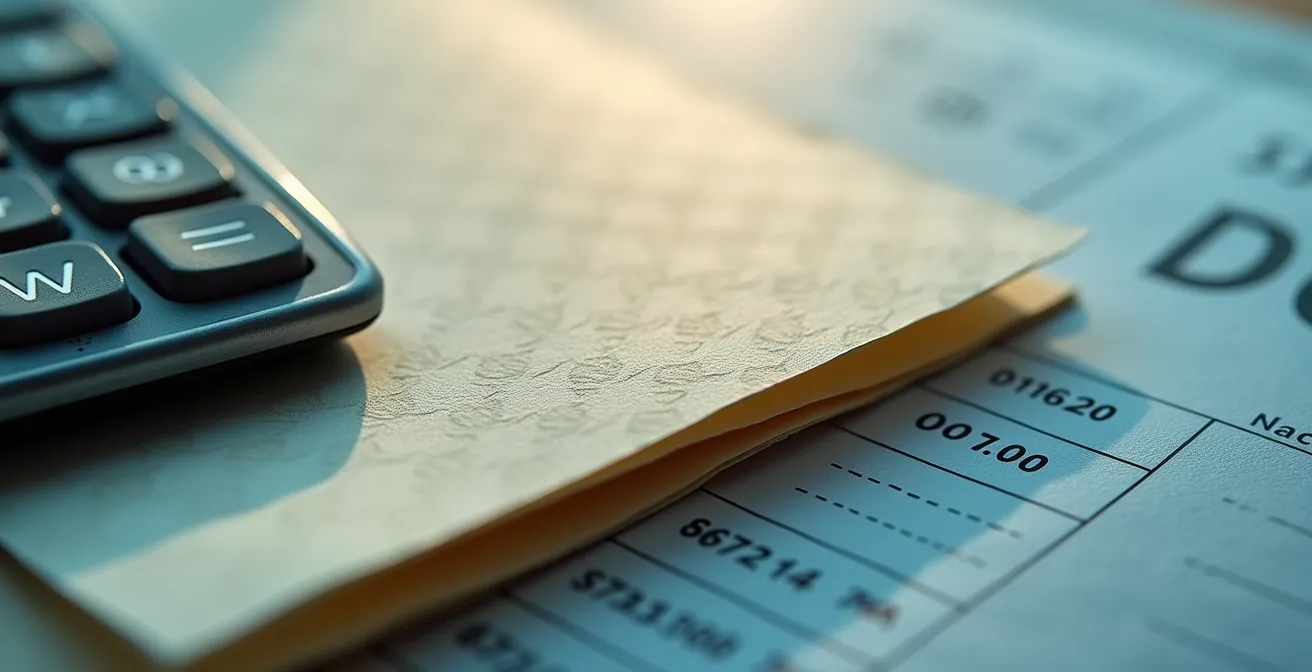 Représentation abstraite des ajustements comptables de fin d'année avec calendrier et documents