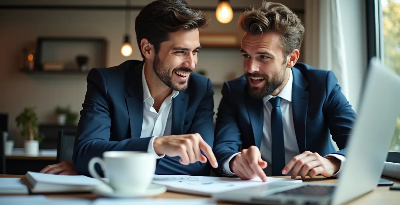 Équipe travaillant ensemble autour d'un espace de travail collaboratif