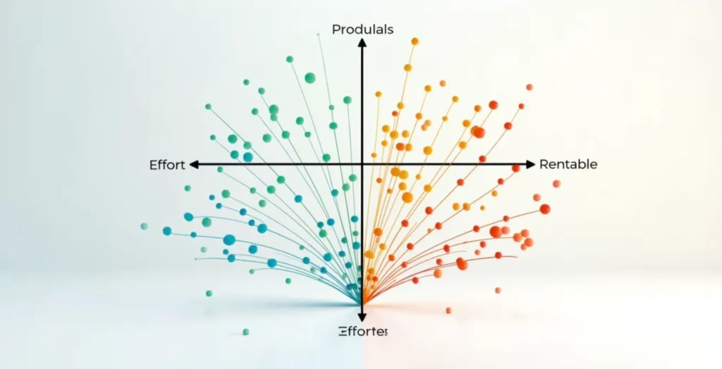 Visualisation graphique d'une matrice classant des produits selon leur rentabilité et leur effort commercial ou opérationnel Visualisation graphique d'une matrice classant des produits selon leur rentabilité et leur effort commercial ou opérationnel