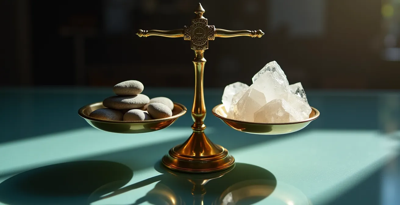 Métaphore visuelle des principes comptables représentés comme une balance équilibrée