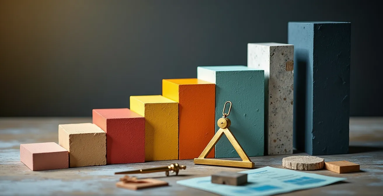 Diagramme visuel de planification de projet avec blocs colorés représentant différentes phases